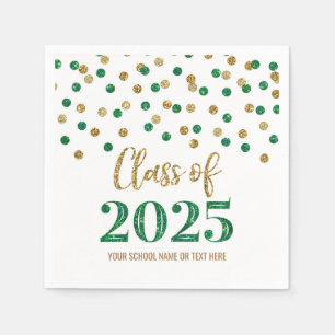 Gold Green Confetti Class of 2025 Napkins