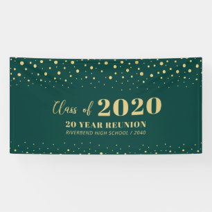 Gold & Green Confetti Class Reunion Party Welcome Banner