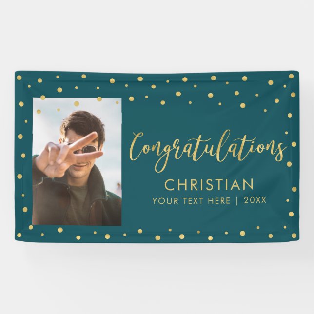 Gold & Green | Congratulations Graduation Party Banner (Horizontal)