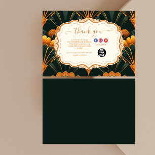 Gold Green Elegant Art Deco Professional Thank You Card