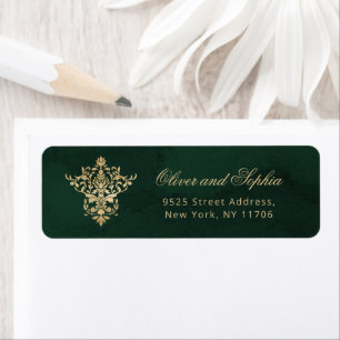 Gold Green Elegant Royal Wedding ornate Return