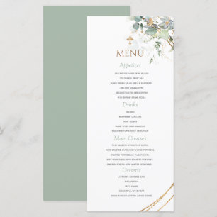 Gold Green Eucalyptus Boy Baptism Menu