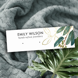 GOLD GREEN EUCALYPTUS FAUNA EARRING STUD DISPLAY MINI BUSINESS CARD