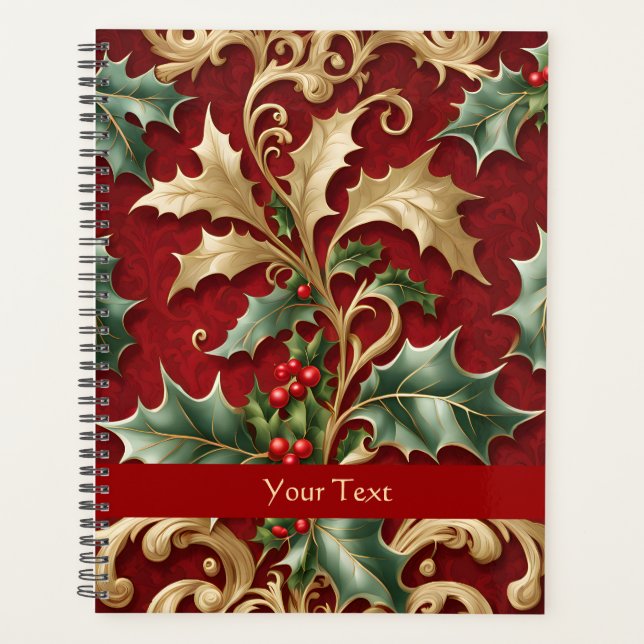 Gold Green Feuilles Red Christmas Holiday (Devant)