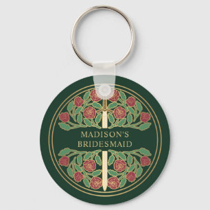 Gold Green Floral Bridesmaid Royal Wedding Gift Keychain