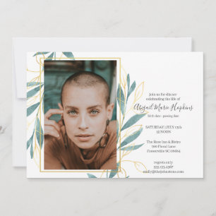 Gold Green Floral Celebration of Life Funeral Thank You Card