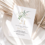 Gold Green Foliage 21st Birthday Party  Invitation<br><div class="desc">This gold green foliage 21st birthday party invitation is perfect for a rustic event. This artistic design features hand-drawn watercolor gold and green foliage ,  inspiring natural beauty.</div>