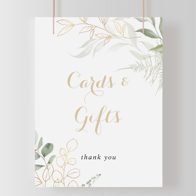 Gold Green Foliage Cards and Gifts Sign (Creator Uploaded)