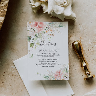 Gold Green Foliage Floral Wedding Directions Enclosure Card