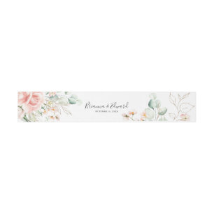 Gold Green Foliage Floral Wedding Invitation Invitation Belly Band
