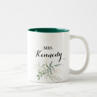 Gold Green Foliage Mrs Newlywed Bride