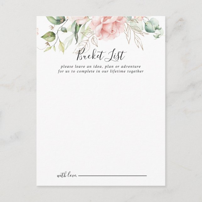Gold Green Foliage Wedding Bucket List Cards (Front)