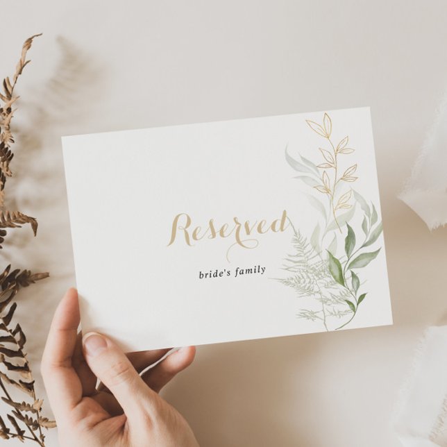 Gold Green Foliage Wedding Reserved Sign (Creator Uploaded)