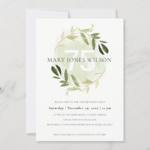 GOLD GREEN FOLIAGE WREATH TOUT ÂGE 75 CARTE D'ANNI