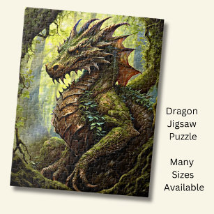 Gold Green Forest Dragon Jigsaw Puzzle
