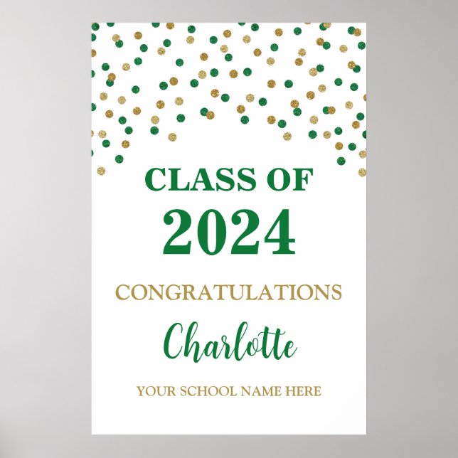 Gold Green Grad Party Custom 20x30 Poster (Front)