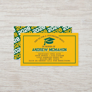 Gold & Green Graduation Mini Graduation Invites