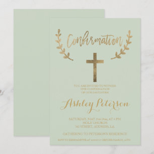 Gold green grey elegant typography confirmation invitation