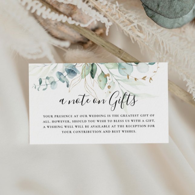Gold Green Leaves Wedding Wishing Well  Enclosure Card (Creator Uploaded)