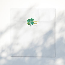 Gold Green Lucky Clover 1st Birthday Thank You