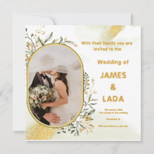 Gold Green Luxury Wedding Party Invitation