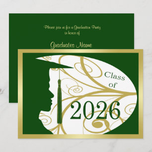 Gold/Green Man Silhouette 2026 Graduation Party Invitation