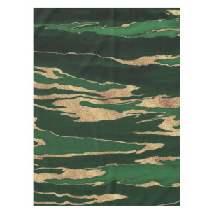 Gold Green Marble Abstract Painting Tablecloth