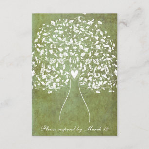Gold Green Marbled Tree rsvp with envelopes