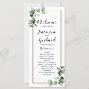 Gold Green Mariage Ceremony Programme 4x9 Card