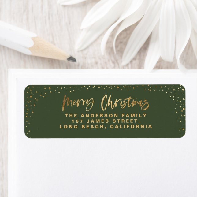 Gold green Merry Christmas stars (Insitu)