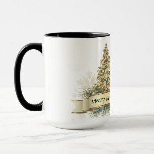 Gold Green Merry Christmas Tree Mug