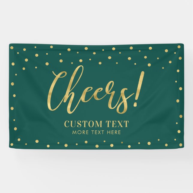 Gold & Green | Modern Cheers All Occasions Party Banner (Horizontal)