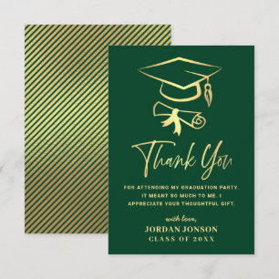 Gold Green Modern Graduation Thank You Card