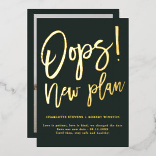 Gold green new plan wedding change the date