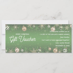 Gold & Green Ornament Christmas Gift Voucher