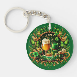Gold & Green Ornate St. Patrick's Day Celebration Keychain