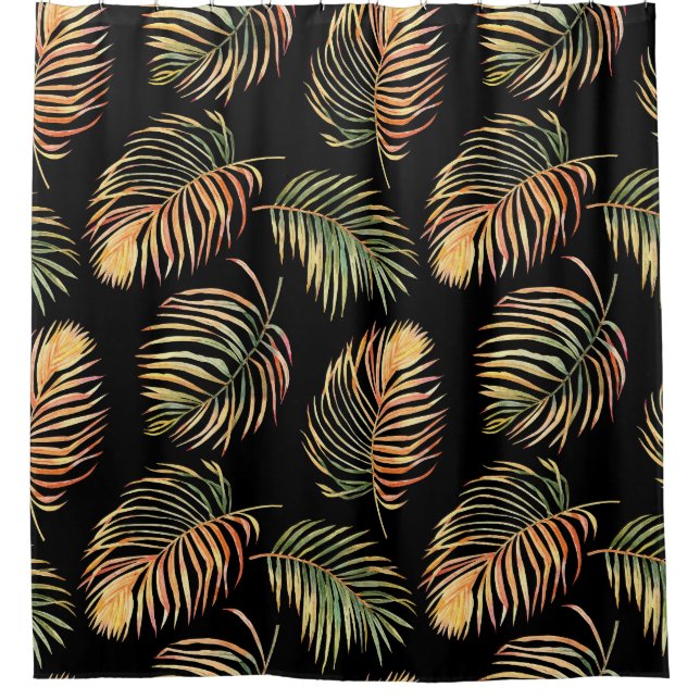 Gold-Green Palms: Watercolor Seamless Pattern. (Front)