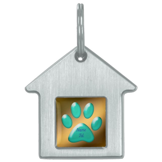 Gold Green Pet ID Tag (Front)