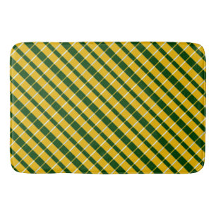 Gold Green Plaid Native American Line Art Bath Mat