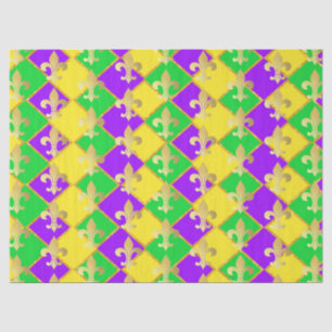 Gold Green Purple Mardi Gras Harlequin Pattern   Tissue Paper