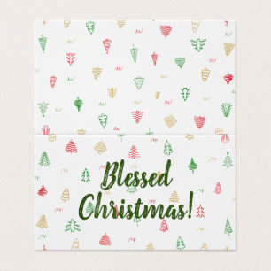 Gold Green Red Christmas Trees Pattern