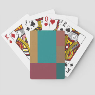 Gold Green Red Rust Turquoise Colour Block Playing Cards