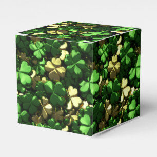 Gold Green Shamrocks Favor Box