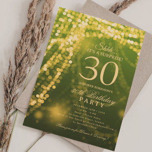 Gold Green   Surprise 30th Birthday Party  Invitation