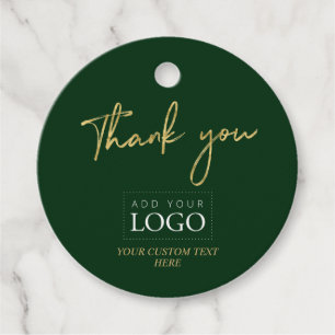 Gold & Green Thank you Custom Business Logo Favour Tags