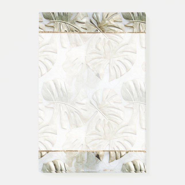 Gold Green Tropical Leaves Post-it Notes (Front)