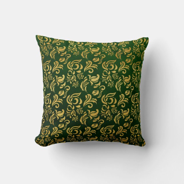 Gold & Green Vintage Cushion (Front)