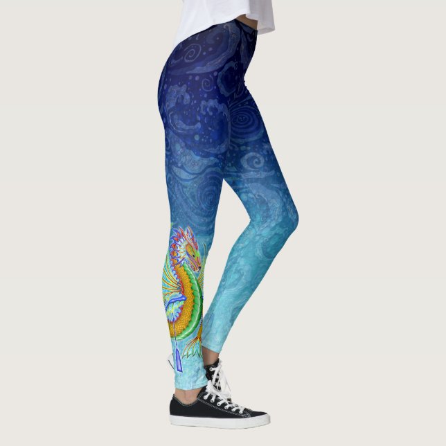 Gold & Green Water Dragon Leggings (Right)