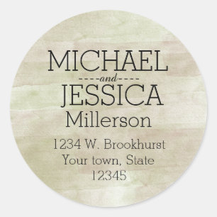Gold Green Watercolor Personalized address Classic Round Sticker
