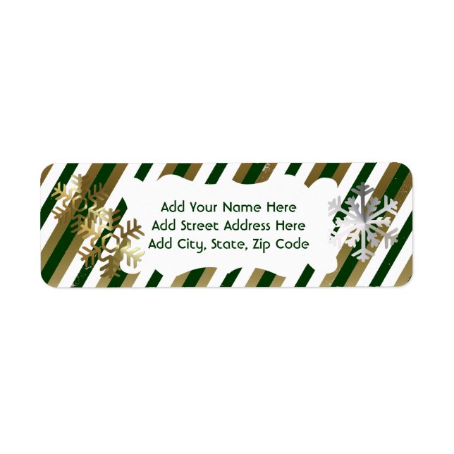 Gold, Green, White Stripe Return Address Label (Front)